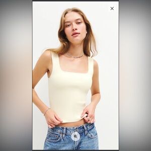 reformation Julia Ribbed Sweater Tank small ivory